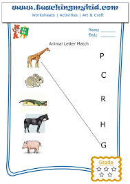 pre k worksheets match animal with the first letter of name 3