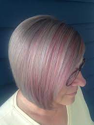Candy Pink Highlights Silver Grey Hair Short Hair Highlights Grey Hair With Pink Highlights Silver Grey Hair
