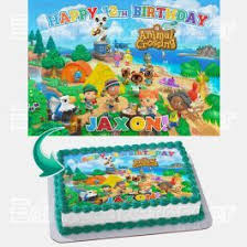 Animal Crossing New Horizons 2 Edible Image Cake Topper Personalized Birthday Sheet Decoration Custom Party Frosting Transfer Fondant Edible Image Cake Topper Happy Birthday Candles Cake Edible Image Cake