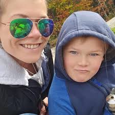 Emily Sanderson with son Ethan Sanderson Emily's Father- Alan Sanderson  Grandfather- Sam Sanderson Great Grandparents- Marjorie Burrington  Sanderson and Ken Sanderson Great great grandparents- Elmer and Gladys  Burrington Great great great grandfather