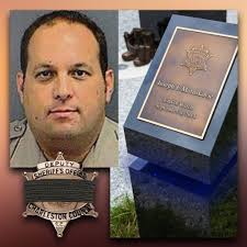 💙 Today, only the monument for Deputy Joe Matuskovic is lit blue in the  Charleston County Fallen Officer Memorial Garden. Matuskovic was shot and  killed eleven years ago,