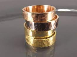 Wedding Band Ring Set Rustic Wedding Two Hammered Bronze Or Brass Rings 5mm Wide Ring Bands Wedding Rings Partner R Rings For Men Bronze Ring Rustic Mens Rings