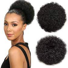 This style can be achieved the same way as the style above. Amazon Com Lovely Angle Afro Hair Puff Drawstring Ponytail Synthetic Hair Accessories Black Afro Curly Short Hair Puff Drawstring Ponytail For Black Women 1b Medium Beauty