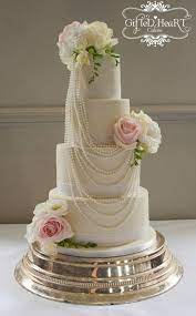Pearls And Roses Wedding Cake Cakesdecor White Wedding Cakes Cream Wedding Cakes Cake