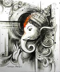 Artistic Ganpati Photo Black And White Gallery Of Indian Contemporary Art Ganesh Art Paintings Ganesha Drawing Ganesha Painting
