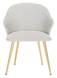 Contemporary Light Grey Linen Blend Arm Chair With Gold Legs From The Well Appointed House Gold Dining Chairs Cream Dining Chairs Dining Chairs