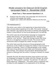 Edexcel past exam papers, mark schemes, grade boundaries and model answers. Levels 5 7 And 9 Model Answers Edexcel Gcse English Language Paper 2 November 2018 Teaching Resources