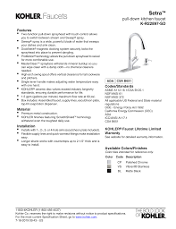 Where is the model number on a kohler china faucet? Kohler K R22897 Sd 2mb Specification Manualzz