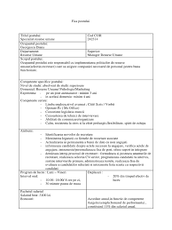 Model fisa postului pentru contabil puteti descarca si modelul de fisa de post pentru contabili in varianta pdf de aici identificarea postului numele si [in cazul in care denumirea postului din firma dvs. Fisa Postului Specialist Resurse Umane