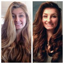 Before After Of My Cute Client Strawberry Blonde Highlights In Chestnut Base That Had Faded Out Semi Permanent Hair Color Permanent Hair Color Denim Hair