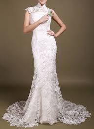 Chinese Vintage Lace Wedding Bridal Dress Cheongsam Mandarin Collar Dress Re Backless Mermaid Wedding Dresses Backless Wedding Dress High Fashion Wedding Dress