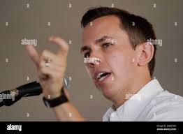 Republican State Auditor Shad White speaks about some of the successful  legal actions his office has undertaken during the past two years at the  Neshoba County Fair in Philadelphia, Miss., Thursday, July