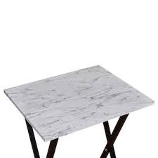 Linon White Faux Marble Tv Tray Table 5 Piece Set Kohls In 2020 Tv Tray Table Faux Marble Linon