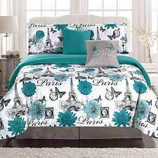 Teal Blue Paris Eiffel Tower Twin Comforter Set Paris Decor Find Beautiful Paris Decor Furniture Bedding Paris Themed Bedroom Paris Bedding Paris Room Decor