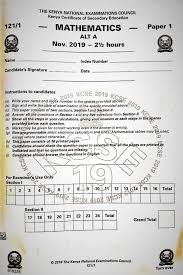 There will be no late registration of candidates. Knec Kcse 2019 Mathematics Paper 1 Past Paper Muthurwa Com Past Papers Exam Papers Mathematics
