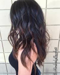 Wavy Black Long Layered Hair With Chocolate Brown Balayage Hair Styles Long Layered Hair Balayage Hair
