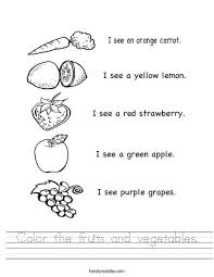 Color The Fruits And Vegetables Worksheet From Twistynoodle Com Fruits And Veggies Fruits And Vegetables Color
