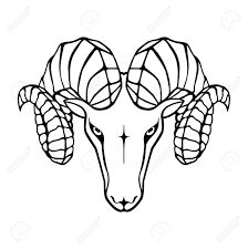 Icon Aries. Symbol Argali. Black Sign Head Ram Isolated On White ...