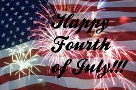 Happy fourth 4th of july message written across three 3 white stars with usa american flag hanging on red pegs on a line. Happy 4th Of July Home Facebook