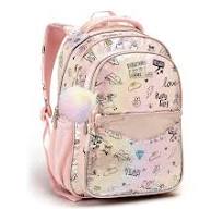 MOCHILA 16" HOLOGRAFICA ROSA COM BOLSA