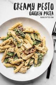 One Pot Creamy Pesto Chicken Pasta Recipe Budget Bytes Recipe Pesto Pasta Recipes Chicken Creamy Pesto Chicken Pasta Pesto Chicken Pasta