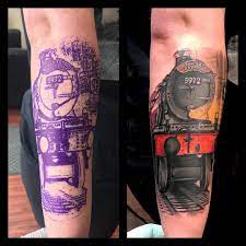 Mike Lopatka Mikey Lo On Instagram Harry Potter Themed Sleeve I Started Yesterday Big Thanks To Harry Tattoos Hogwarts Express Tattoo Harry Potter Tattoos