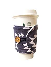 Reusable Coffee Cup Sleeve Coffee Cozy Cup Insulator In Aztec In Charcoal Check Out The Image By Visi Coffee Cup Sleeves Coffee Cozy Reusable Coffee Cup