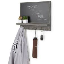 Chalkboard wall organizer amazon com. Gray Wood Chalkboard Wall Organizer W Hooks Mygift