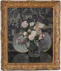 bridge 1 i dreamed of the places i've been with you how we sat with the stream flowing by and then when i kissed you and held you so near tell me why, tell me why you're so shy? Jules Alexandre Grun 1868 1934 A Still Life With Flowers And Chinoiserie Wallpaper Rob Michiels Auctions