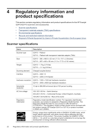 You could modify, arrange as well as share scans with. Regulatory Information And Product Specifications Scanner Specifications 4regulatory Information And Product Specifications Hp Scanjet G2410 Flatbed Scanner User Manual Page 24 30