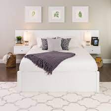 Prepac White Floating Queen Headboard With Nightstands Whhq 0520 2k The Home Depot Floating Headboard Simple Bedroom Headboard Designs