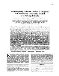 Radiofrequency catheter ablation of idiopathic left ventricular tachycardia  guided by a Purkinje potential.