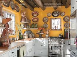 Rustic Style Kitchen With Mango Walls Featured In House Beautiful Mexican Style Kitchens Tuscan Kitchen Mexican Kitchen Decor