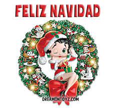 Feliz Navidad Merry Christmas In Spanish For More Betty Boop Christmas Pictures Plus 1 000 S More Graphics Betty Boop Christmas Holiday Graphics Betty Boop