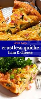 Crustless Quiche Ham And Cheese Recipe In 2020 Quiche Recipes Crustless Breakfast Recipes Easy Ham And Cheese