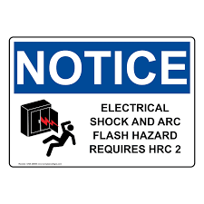 Osha Notice Electrical Shock And Arc Flash Sign With Symbol Thunder flashes storming bolt electric flash vector logos. compliance signs
