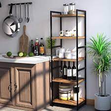 Dark stained planks will really for a rustic or farmhouse style appeal of the shelves. Pin By Becca Grabner On 2019 Dc House Kitchen Standing Shelves Shelves Bathroom Storage Tower