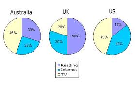 the pie charts show how many teenagers preferred reading