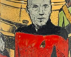 USS Enterprise Star Trek Picard Cup With Gold Starfleet Lapel and Handle