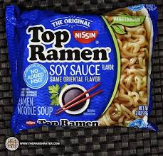 Nissin, 15.5 dry noodle block and 1tsp seasoning mix. 2910 Nissin Top Ramen Soy Sauce Flavor Ramen Noodle Soup The Ramen Rater