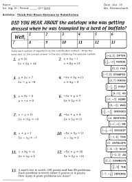 Free worksheet(pdf) and answer key on solving systems of equations using substitution. Solving System Equations Substitution Worksheet Doc Systems Sumnermuseumdc Org