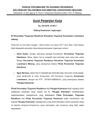 Contoh surat keterangan tanah dari kepala desa. Surat Perjanjian Kerja Satpam