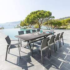 table de jardin extensible axiome gris storm graphite table de jardin mobilier de jardin design table de jardin pliante