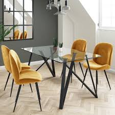 We did not find results for: Dax Glass Dining Table With 4 Mustard Yellow Velvet Dining Chairs Furniture123
