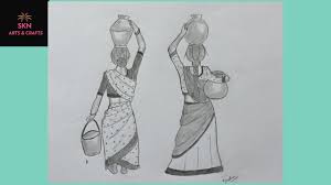 How To Draw Village Girls Village Women Drawing Tutorial Skn Arts Crafts Youtube Their sense of humor can well be compared with the male.