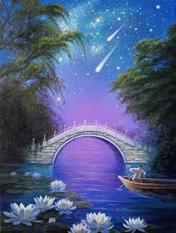 The Mystery Of The Night Landscape Art Night Sky Painting 2020 Acrylic Painting By Anna Steshenko Night Sky Painting Sky Painting Night Landscape