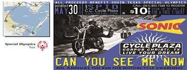 Corpus Christi Tx May 30 2015 4th Annual Can You See Me Now Fun Run For Motorcycle Awareness All Proceeds Fro Special Olympics Charity Events South Texas