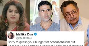Mallika dua (born 17 july 1989) is an indian actress, comedian and writer. Mallika Dua Shuts Trolls Who Slammed Her And Her Dad For Accusing Akshay Kumar Topyaps