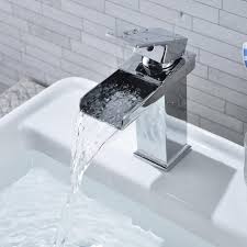 waterfall faucet square modern chrome