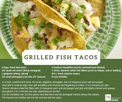 Grilled fish fillet and shrimp in chipotle cheese sauce. Grilled Fish Tacos